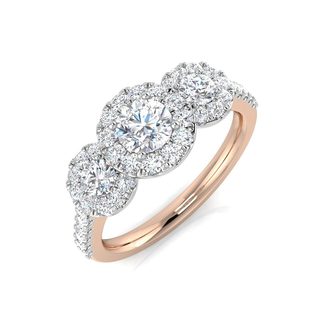 Three Stone Diamond Ring 0.73ct–1.78ct – SR794 – 18k Rose Gold