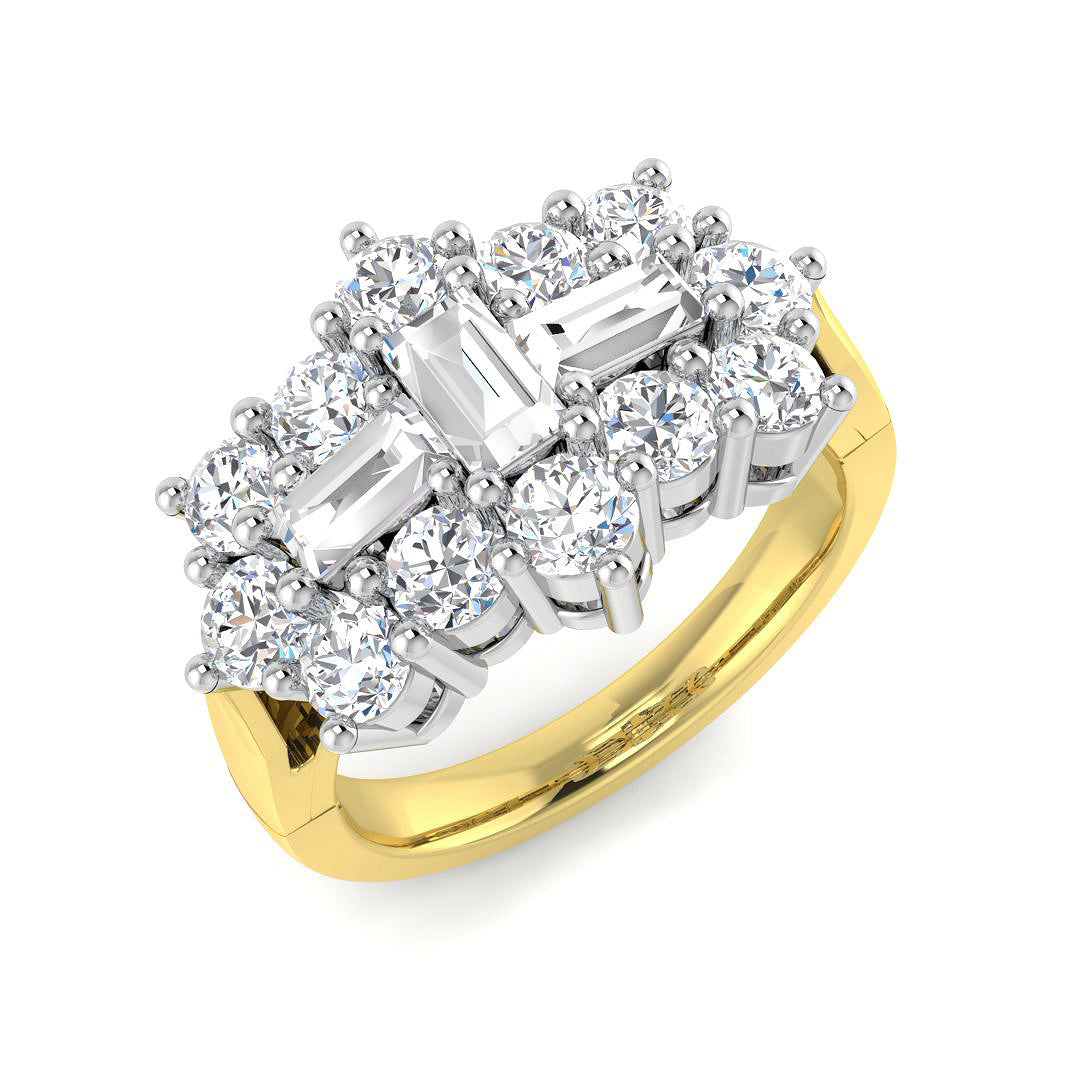 Baguette & Brilliant Diamond Ring 2.0ct – DRHQ1019 – 18k Yellow Gold