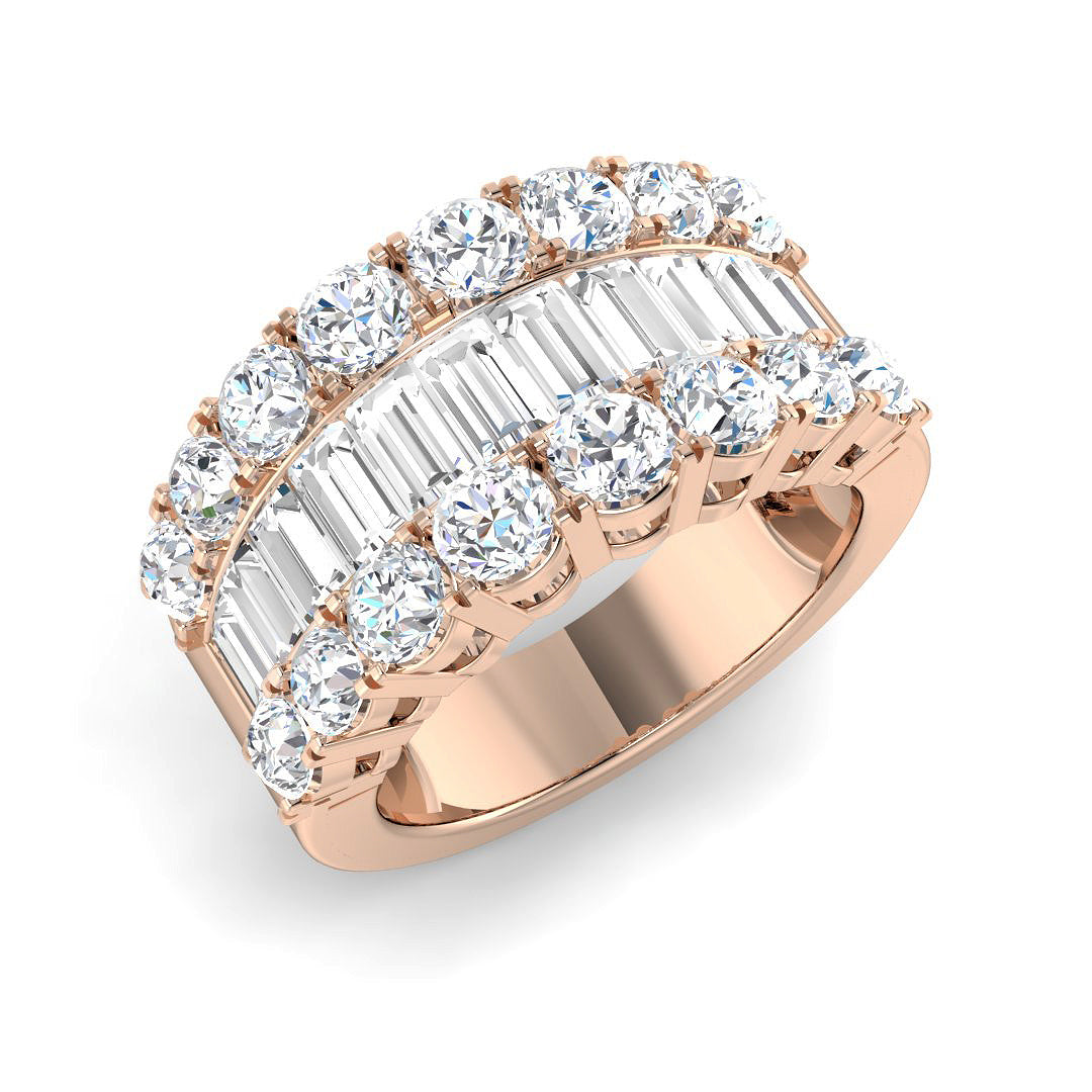 Baguette & Brilliant Diamond Ring 1.16ct–3.32ct – SL4183 – 18k Rose Gold