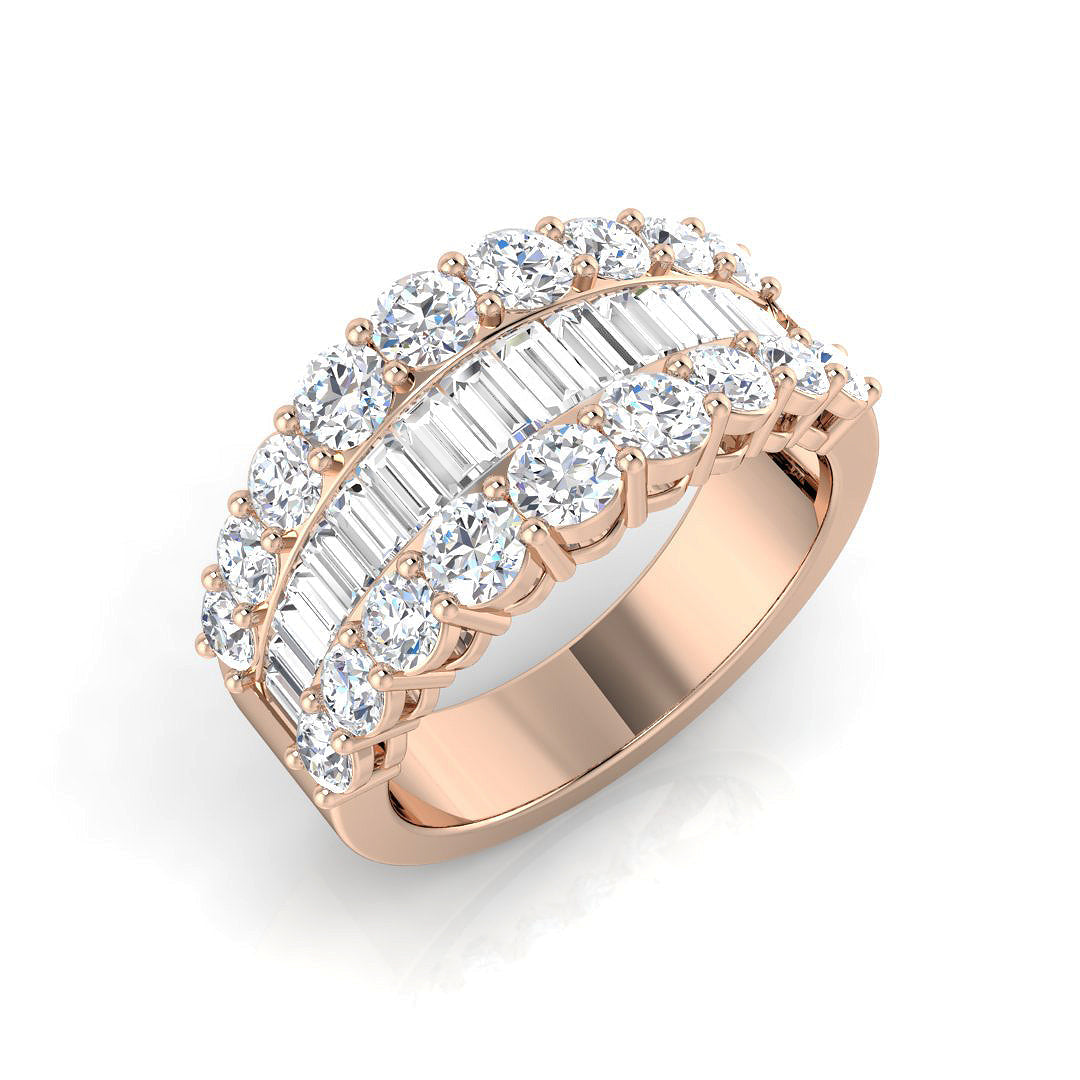 Baguette & Brilliant Diamond Ring 1.16ct–3.32ct – SL4183 – 18k Rose Gold