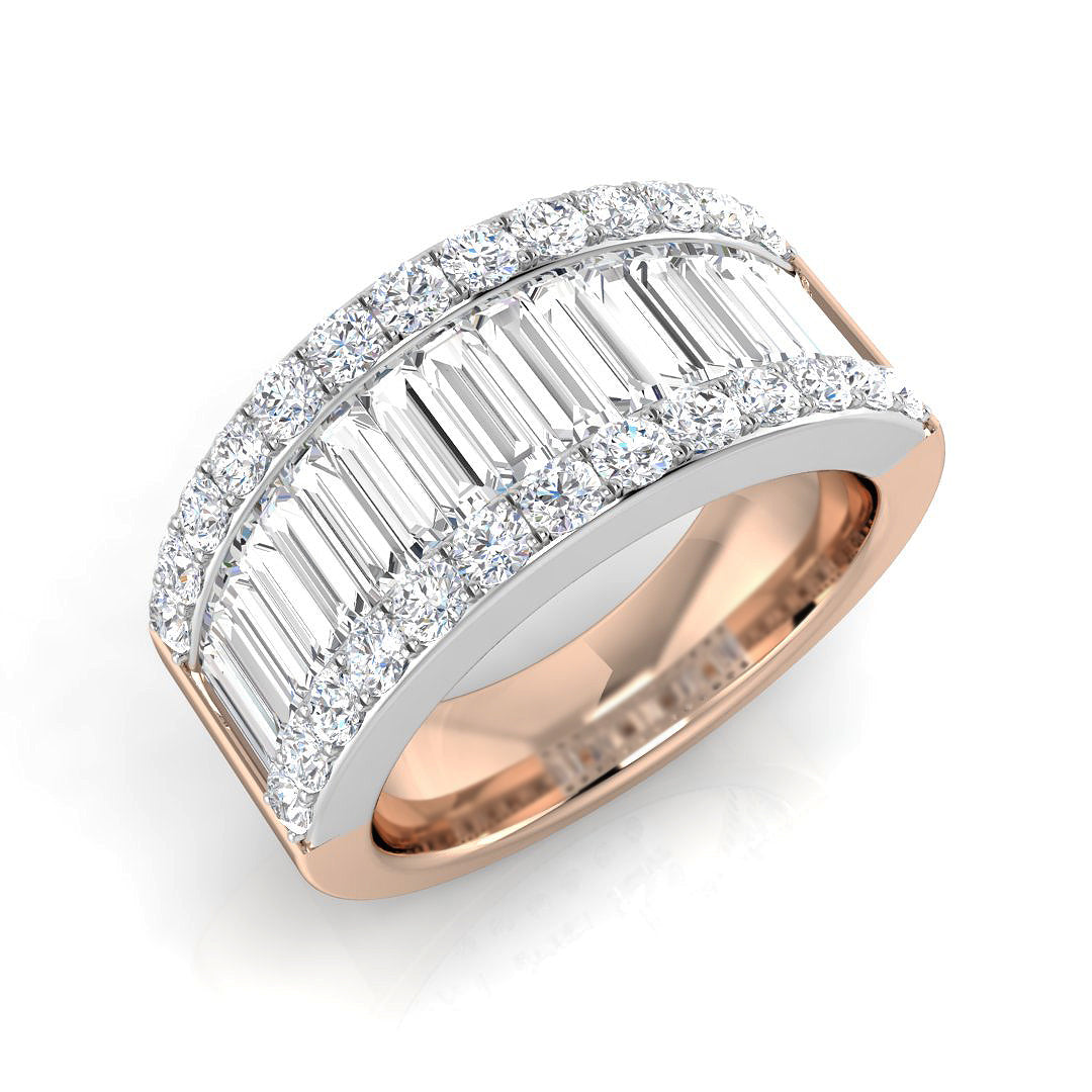 Baguette & Brilliant Diamond Ring 0.44ct–4.07ct – SR298 – 18k Rose Gold