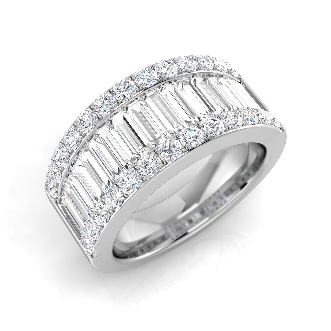 Baguette & Brilliant Diamond Ring 0.44ct–4.07ct – SR298 – 18k White Gold