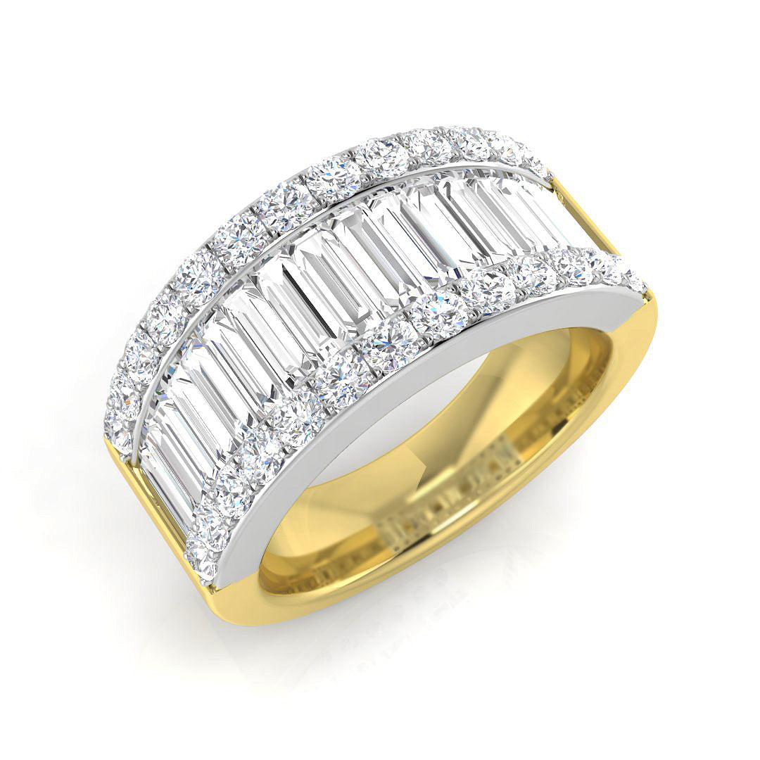 Baguette & Brilliant Diamond Ring 0.44ct–4.07ct – SR298 – 18k Yellow Gold