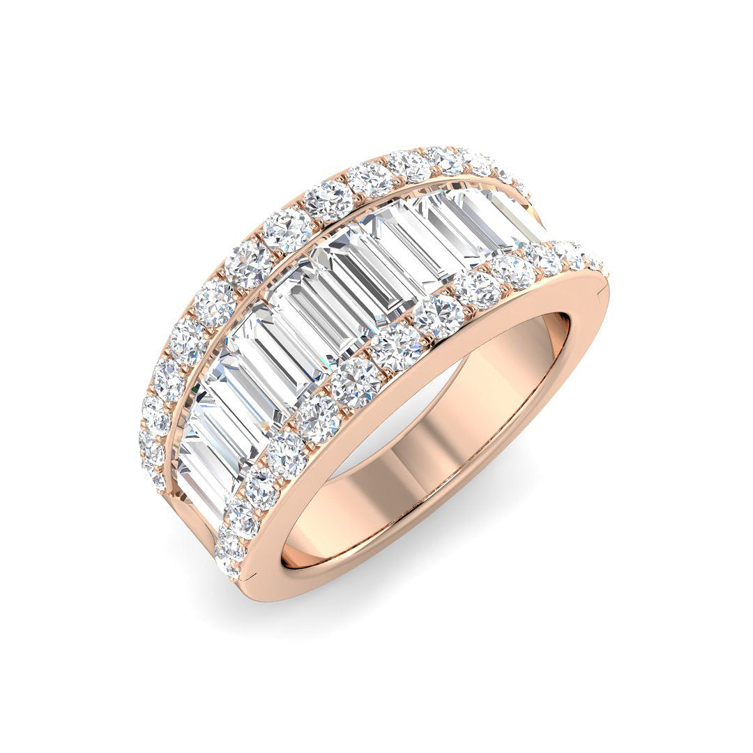 Baguette & Brilliant Diamond Ring 0.44ct–4.07ct – SR298 – 18k Rose Gold