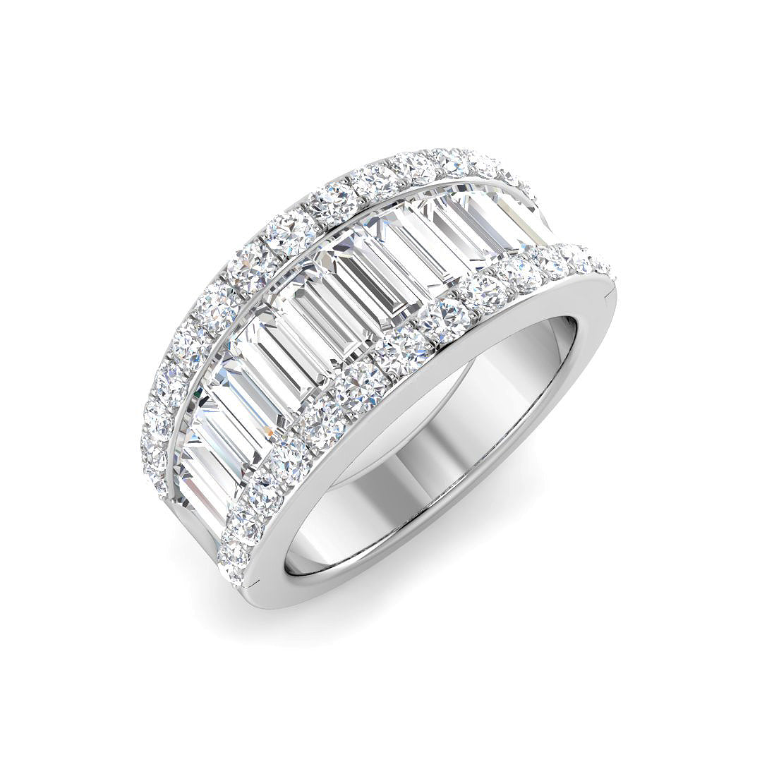 Baguette & Brilliant Diamond Ring 0.44ct–4.07ct – SR298 – 18k White Gold