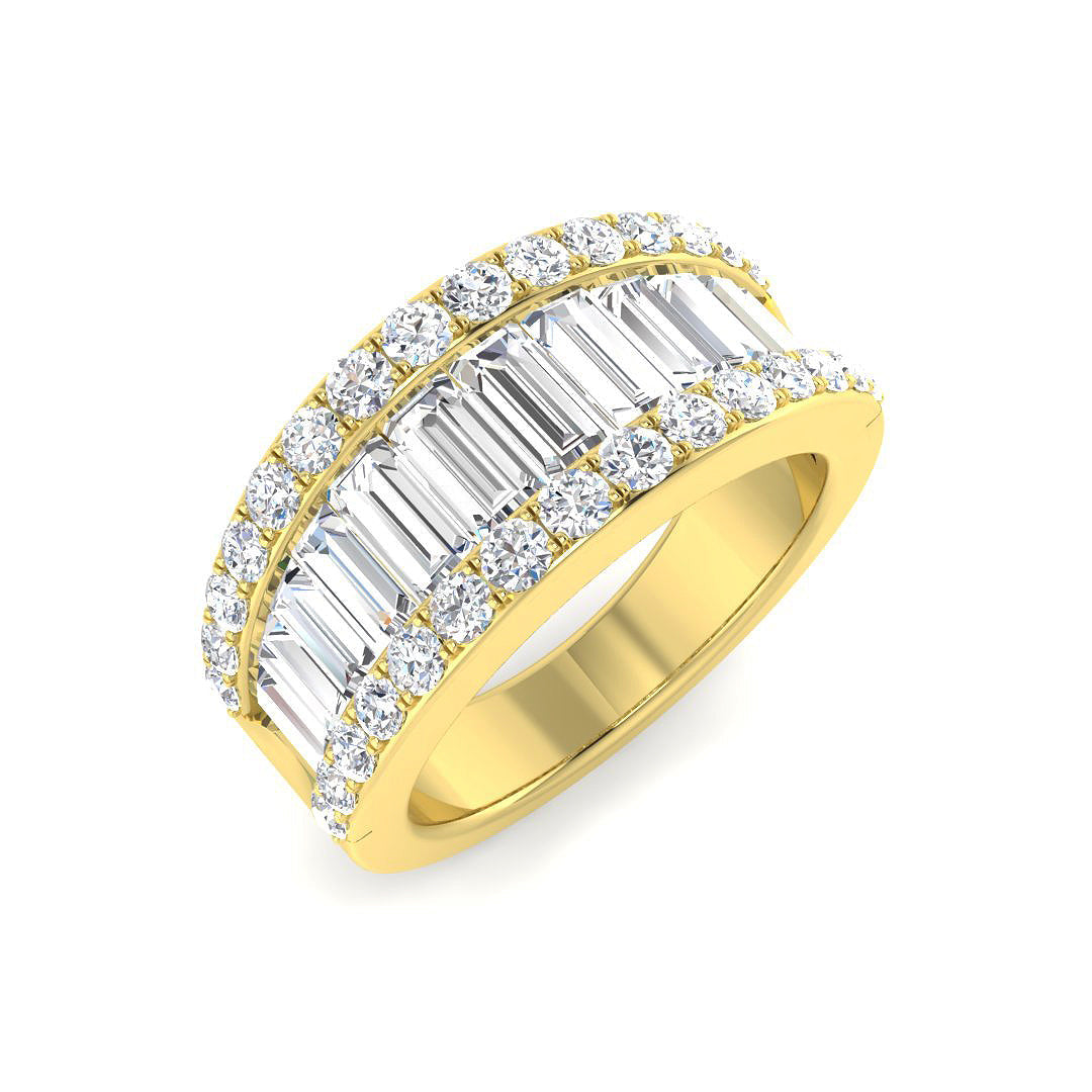 Baguette & Brilliant Diamond Ring 0.44ct–4.07ct – SR298 – 18k Yellow Gold
