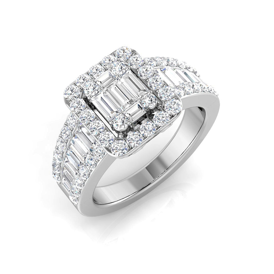 Baguette & Brilliant Diamond Ring 0.56ct–1.67ct – SL7103 – 18k White Gold