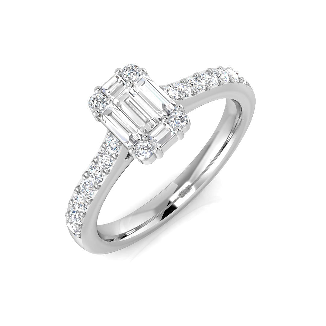 Baguette & Brilliant Diamond Ring 0.48ct–1.68ct – SR61 – 18k White Gold