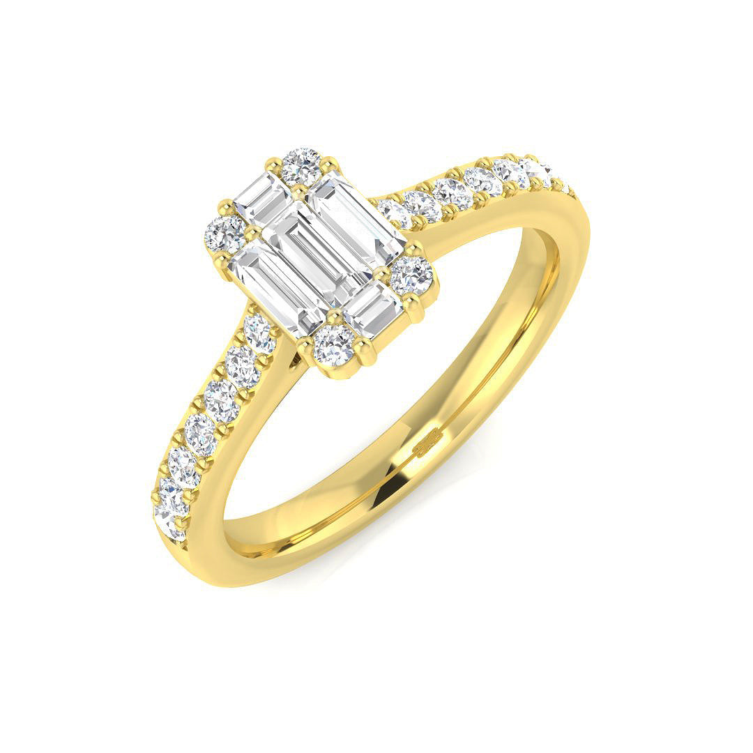 Baguette & Brilliant Diamond Ring 0.48ct–1.68ct – SR61 – 18k Yellow Gold