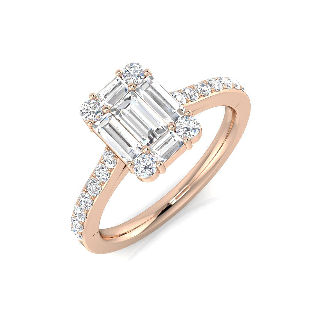 Baguette & Brilliant Diamond Ring 0.48ct–1.68ct – SR61 – 18k Rose Gold