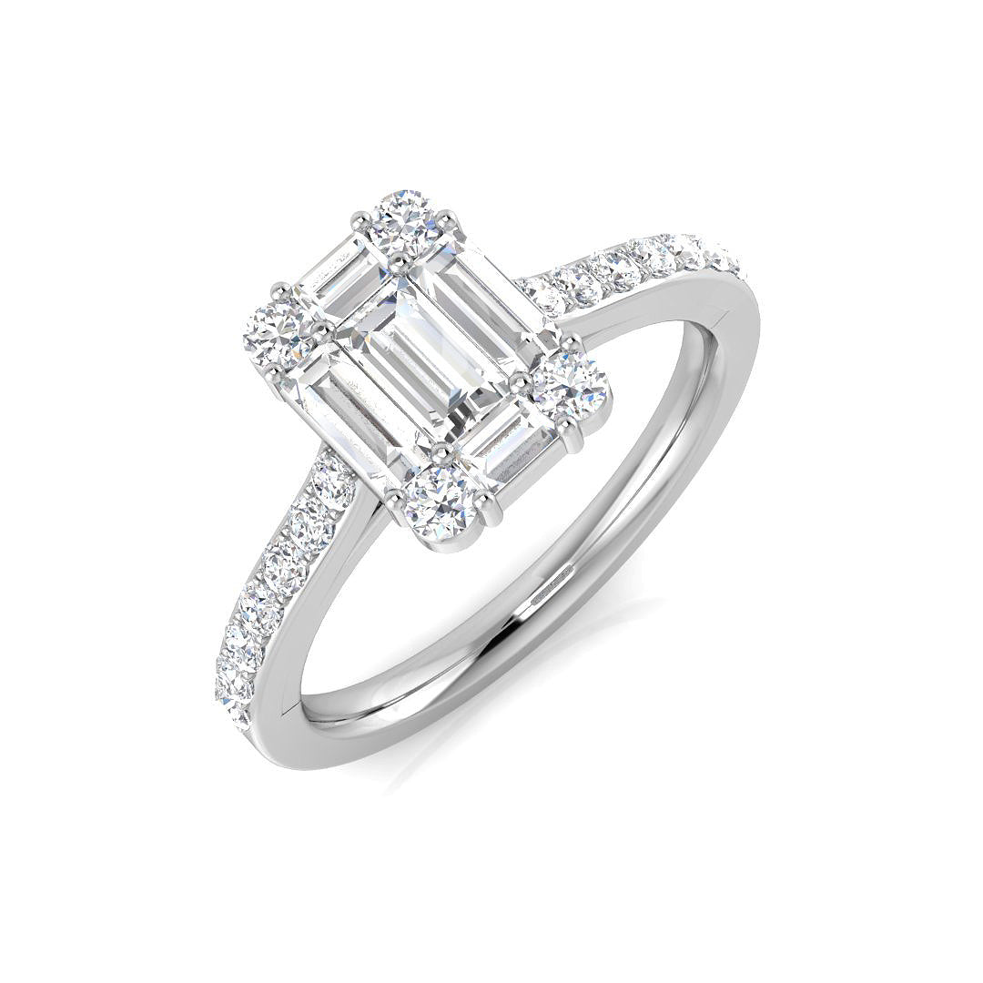 Baguette & Brilliant Diamond Ring 0.48ct–1.68ct – SR61 – 18k White Gold