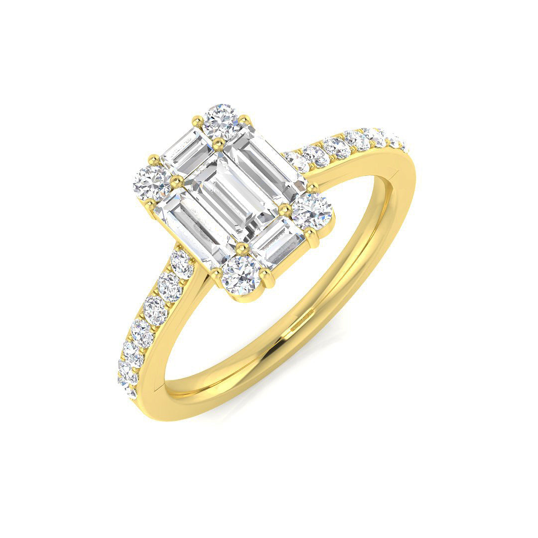 Baguette & Brilliant Diamond Ring 0.48ct–1.68ct – SR61 – 18k Yellow Gold