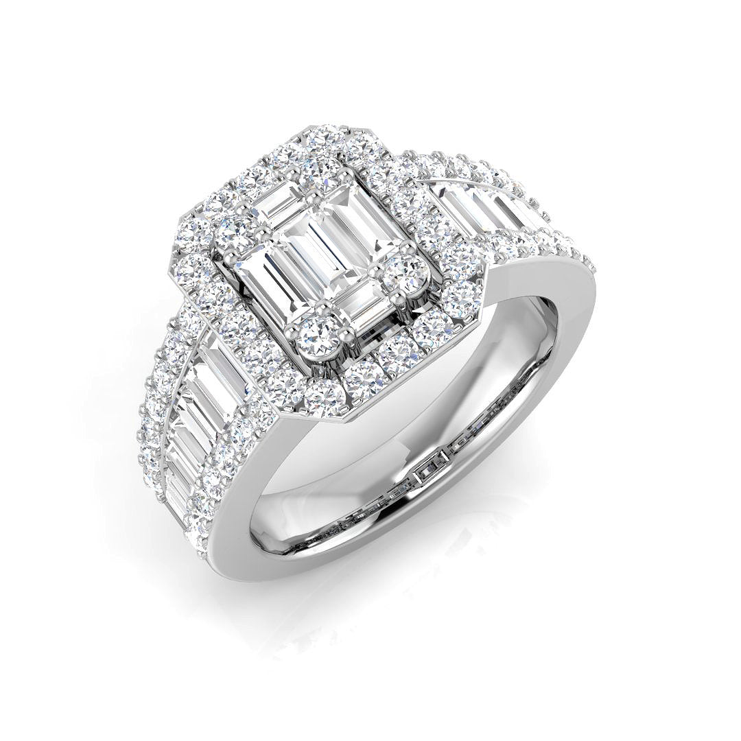 Baguette & Brilliant Diamond Ring 0.56ct–1.67ct – SL7103 – 18k White Gold