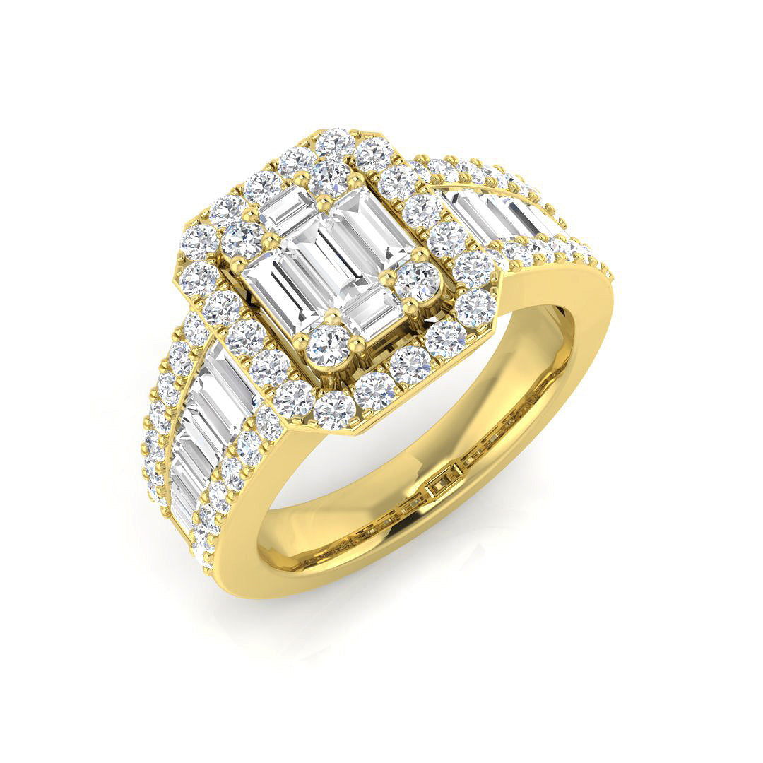 Baguette & Brilliant Diamond Ring 0.56ct–1.67ct – SL7103 – 18k Yellow Gold