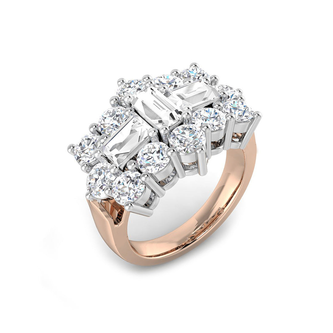 Baguette & Brilliant Diamond Ring 3.53ct – SL8211 – 18k Rose Gold