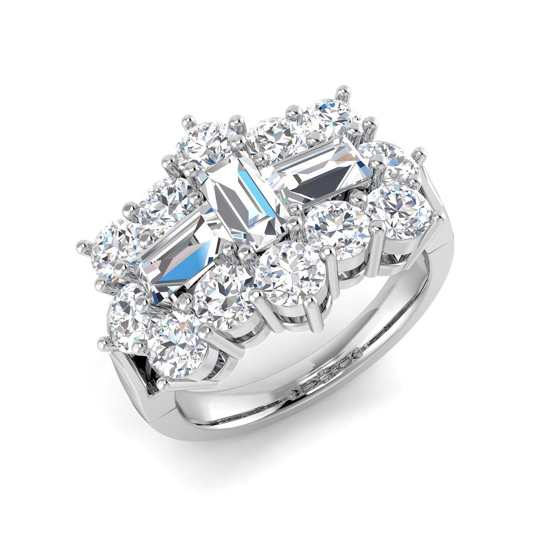 Baguette & Brilliant Diamond Ring 2.88ct – SL8212 – 18k White Gold
