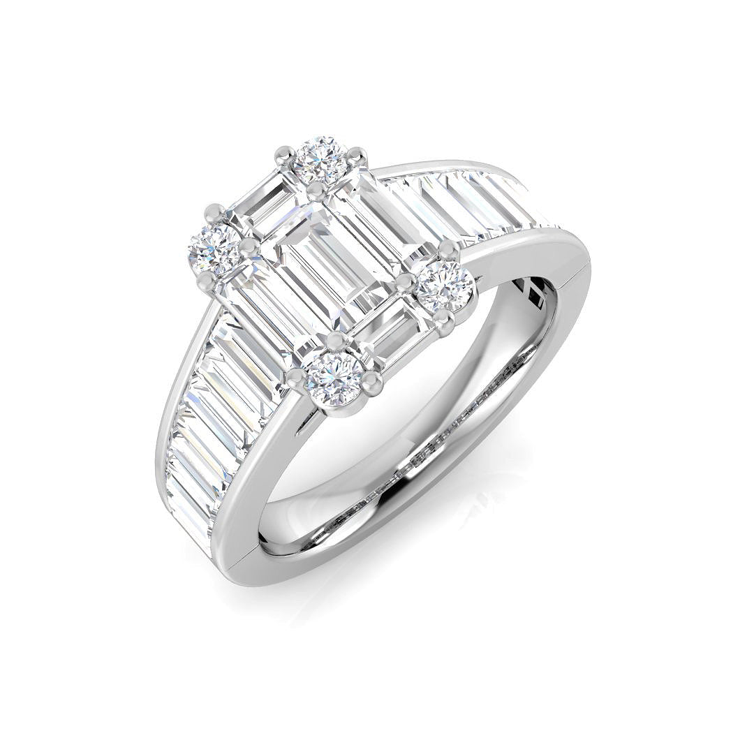 Baguette & Brilliant Diamond Ring 1.09ct–1.92ct – SL8304 – 18k White Gold