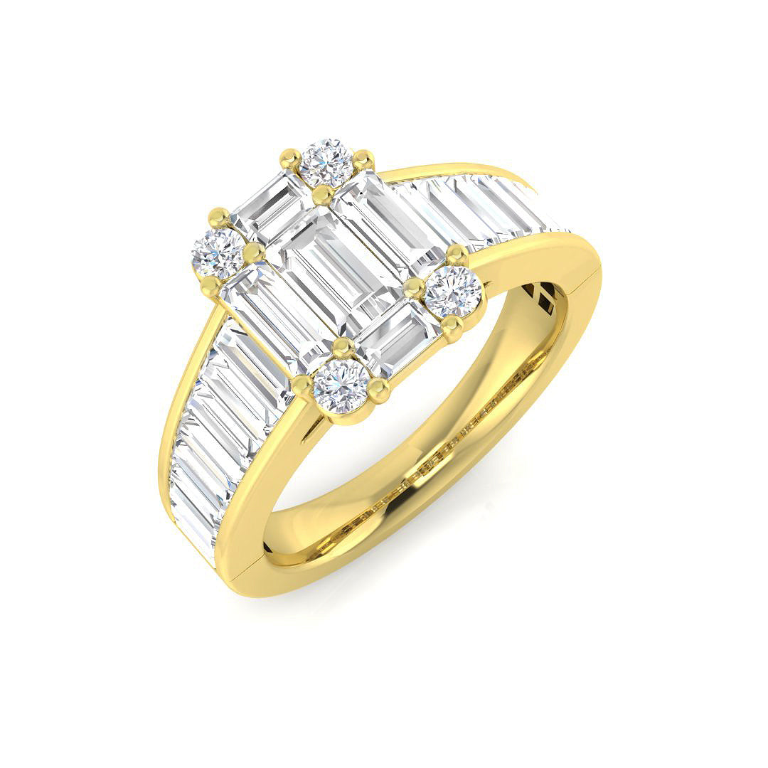 Baguette & Brilliant Diamond Ring 1.09ct–1.92ct – SL8304 – 18k Yellow Gold