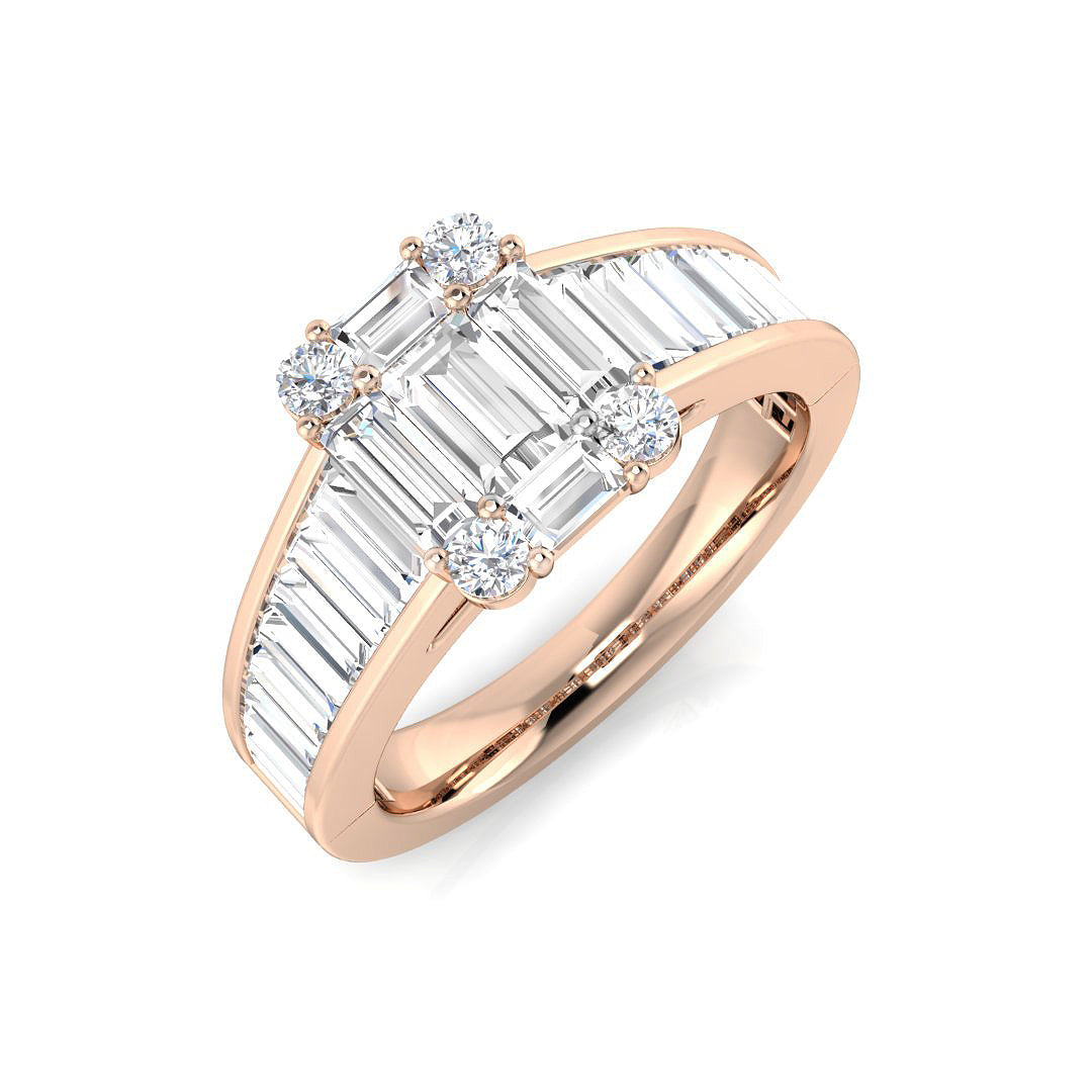 Baguette & Brilliant Diamond Ring 1.09ct–1.92ct – SL8304 – 18k Rose Gold
