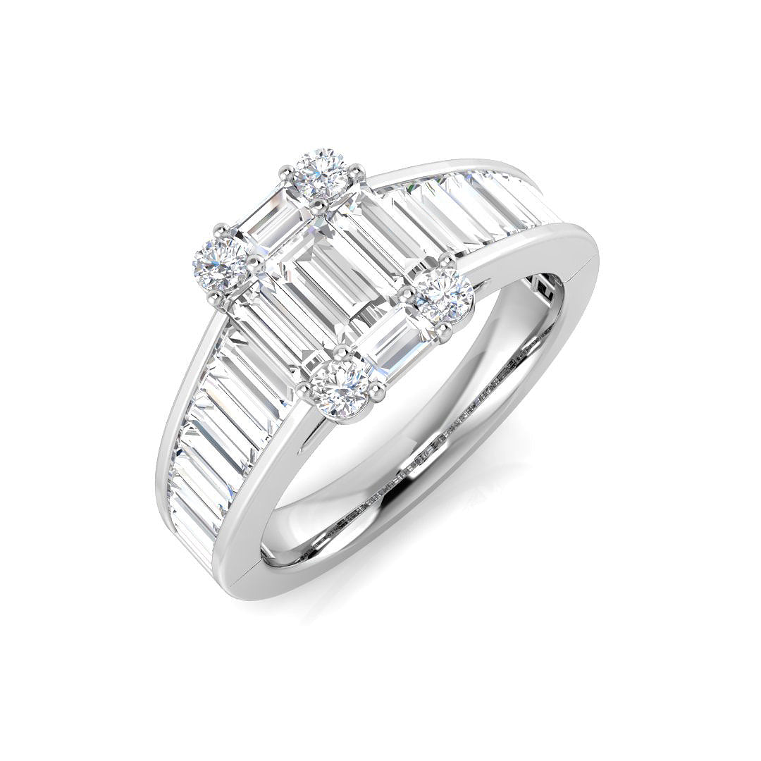 Baguette & Brilliant Diamond Ring 1.09ct–1.92ct – SL8304 – 18k White Gold