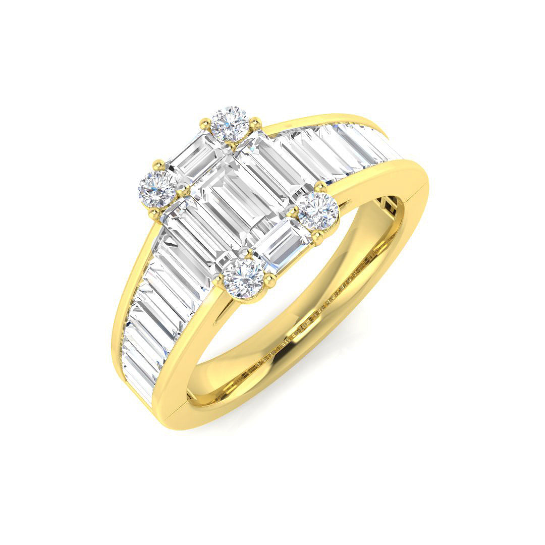Baguette & Brilliant Diamond Ring 1.09ct–1.92ct – SL8304 – 18k Yellow Gold