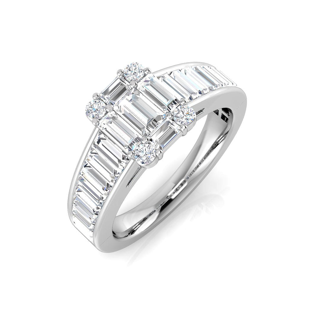 Baguette & Brilliant Diamond Ring 1.09ct–1.92ct – SL8304 – 18k White Gold