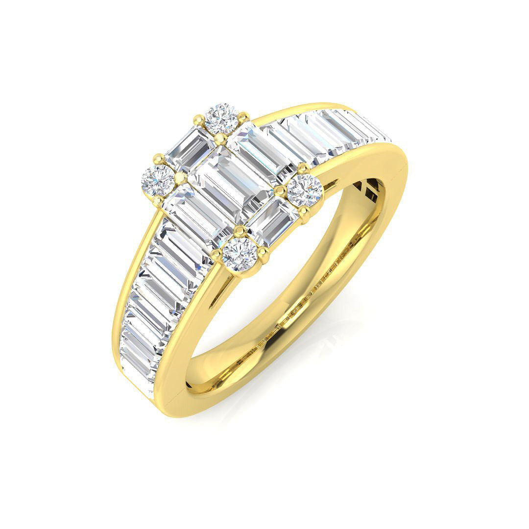 Baguette & Brilliant Diamond Ring 1.09ct–1.92ct – SL8304 – 18k Yellow Gold