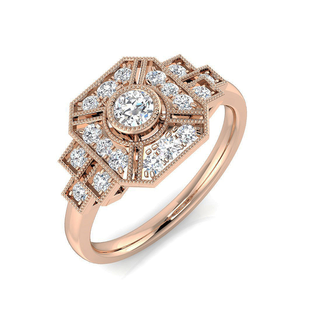 Vintage Diamond Ring 0.4ct–0.91ct – SL8345 – 18k Rose Gold