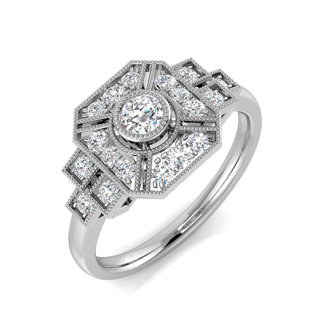Vintage Diamond Ring 0.4ct–0.91ct – SL8345 – 18k White Gold