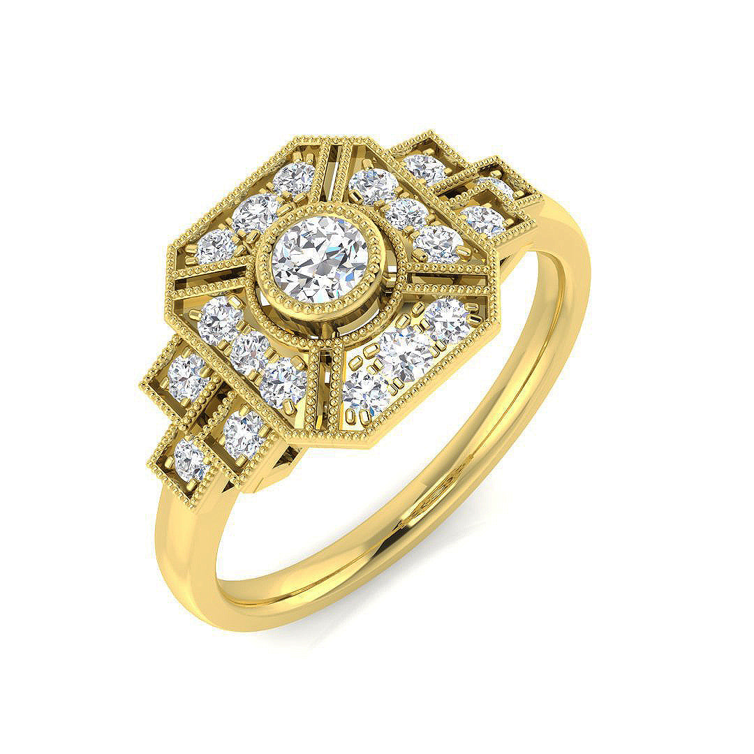 Vintage Diamond Ring 0.4ct–0.91ct – SL8345 – 18k Yellow Gold