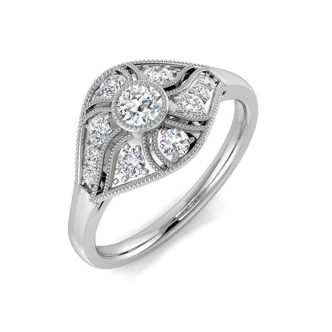 Vintage Diamond Ring 0.16ct–0.38ct – SL8346 – 18k White Gold