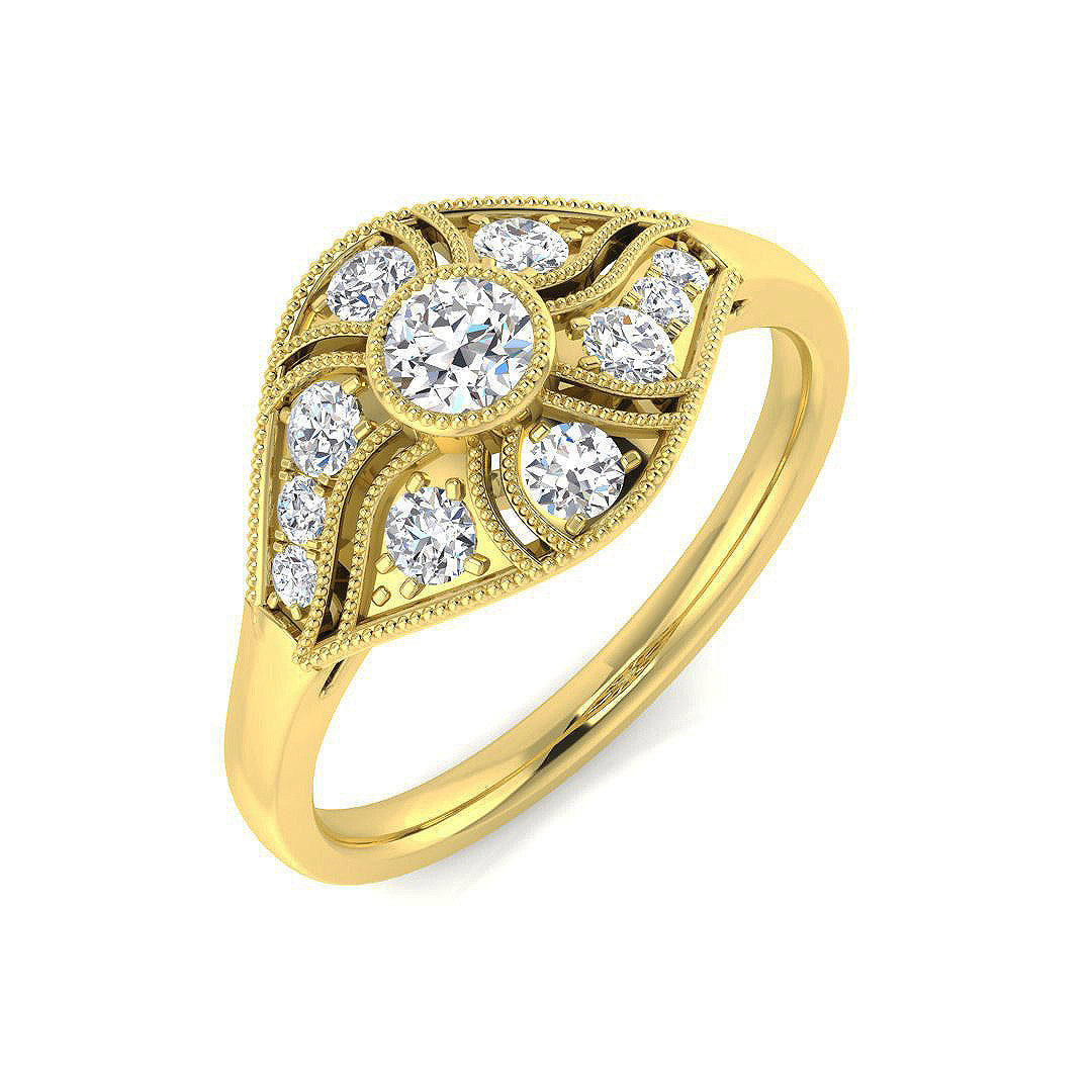Vintage Diamond Ring 0.16ct–0.38ct – SL8346 – 18k Yellow Gold