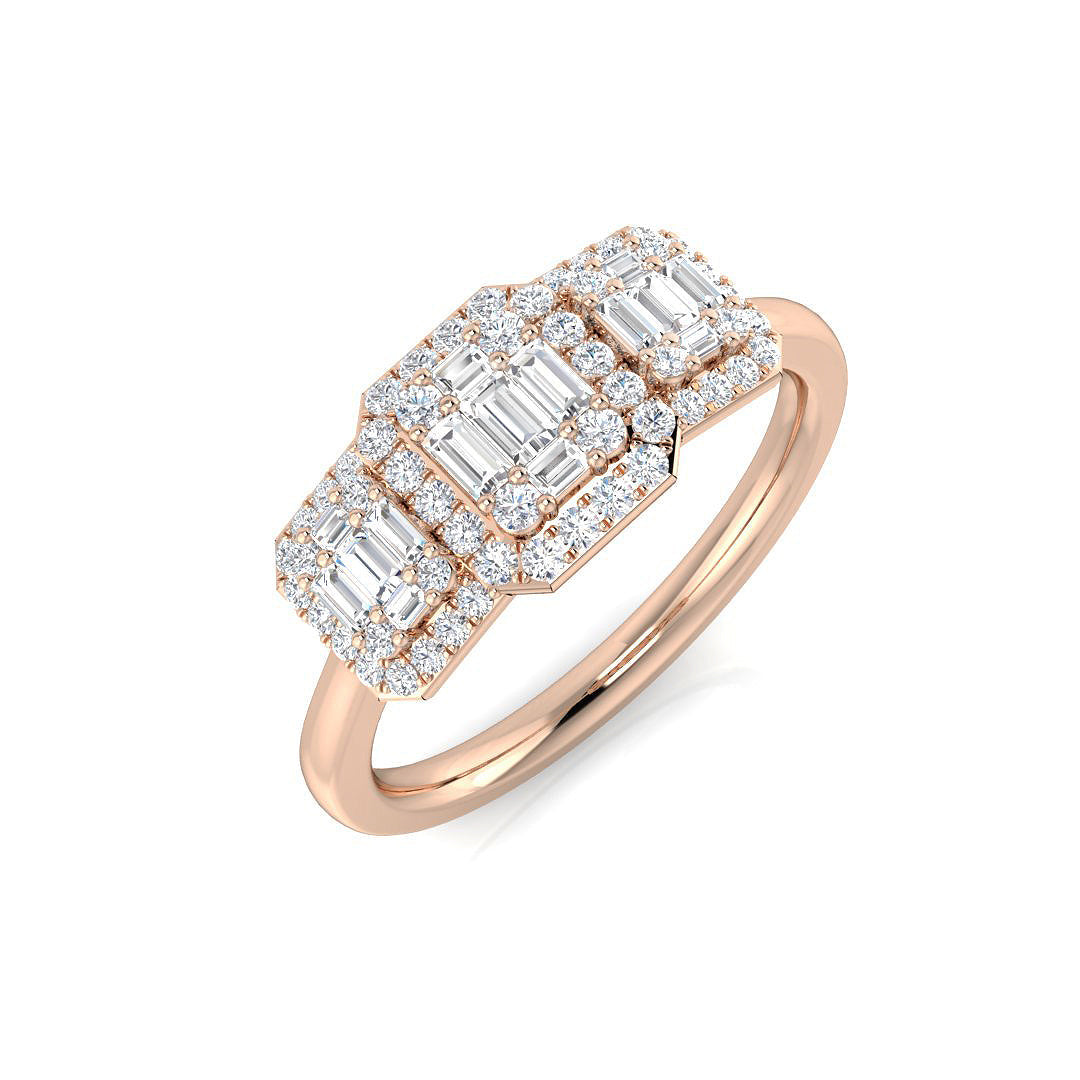 Baguette & Brilliant Diamond Ring 0.44ct–2.23ct – SR394 – 18k Rose Gold