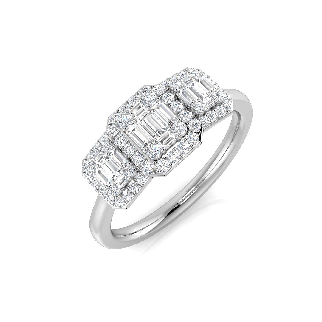 Baguette & Brilliant Diamond Ring 0.44ct–2.23ct – SR394 – 18k White Gold