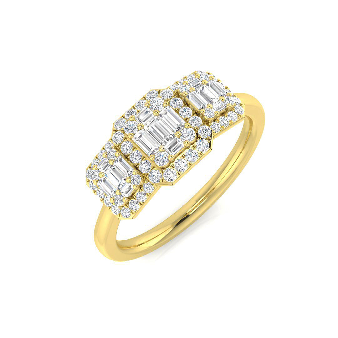 Baguette & Brilliant Diamond Ring 0.44ct–2.23ct – SR394 – 18k Yellow Gold