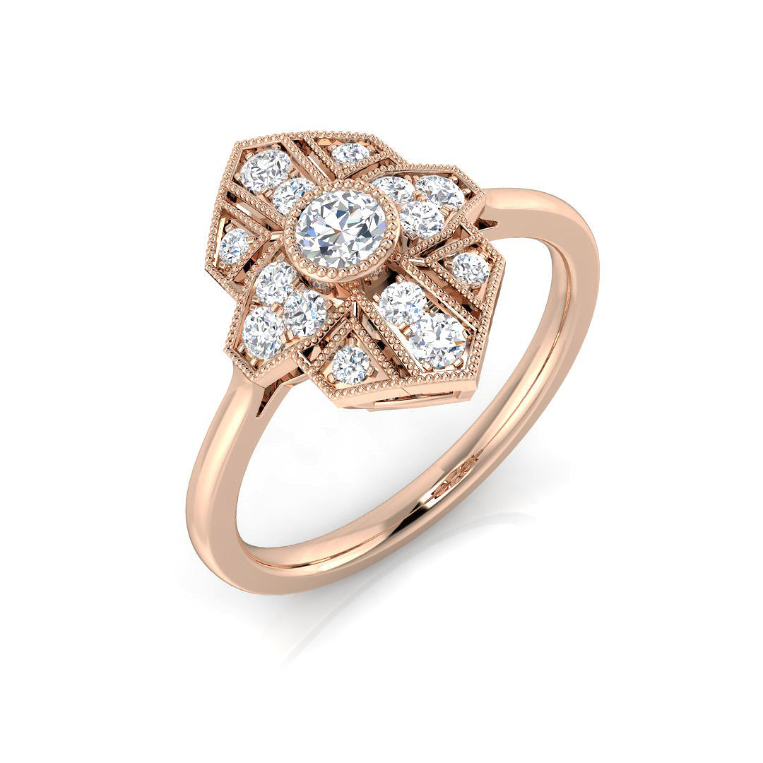 Vintage Diamond Ring 0.35ct–1.01ct – SL8349 – 18k Rose Gold