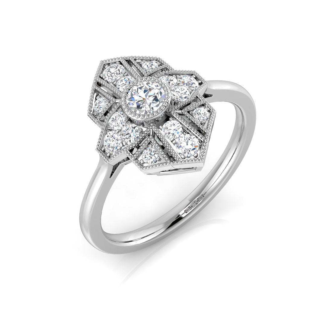 Vintage Diamond Ring 0.35ct–1.01ct – SL8349 – 18k White Gold