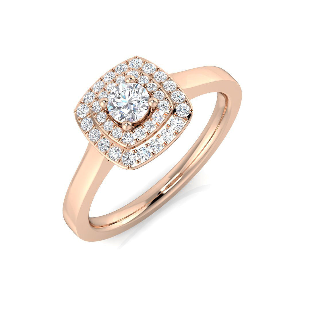 Halo Diamond Ring 0.18ct – SL8367 – 18k Rose Gold