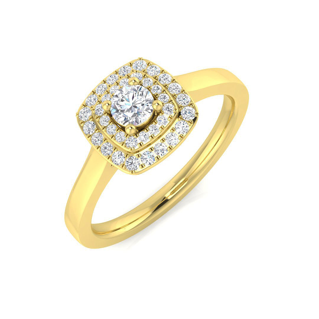 Halo Diamond Ring 0.18ct – SL8367 – 18k Yellow Gold