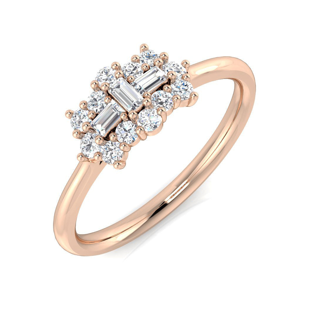 Baguette & Brilliant Diamond Ring 0.28ct–1.51ct – SR206 – 18k Rose Gold