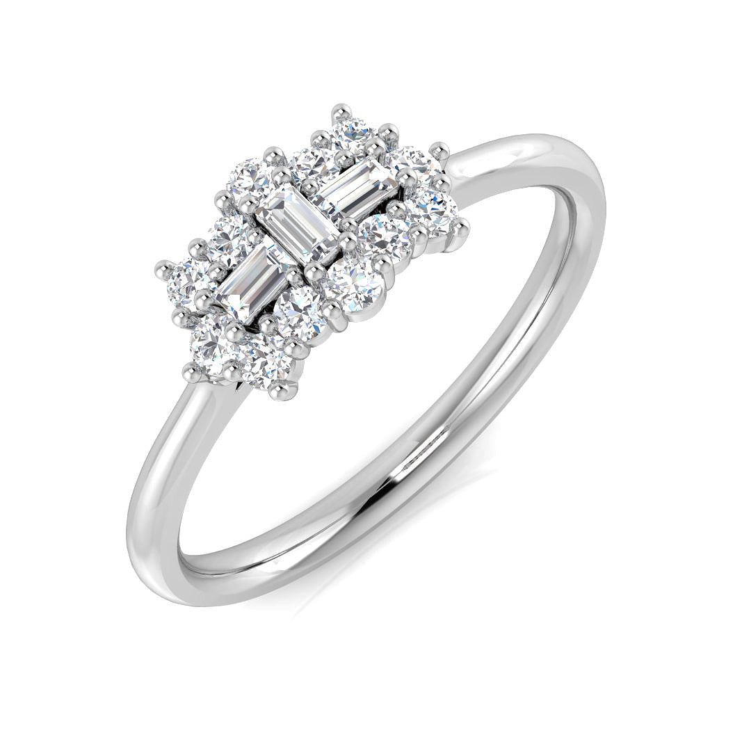 Baguette & Brilliant Diamond Ring 0.28ct–1.51ct – SR206 – 18k White Gold