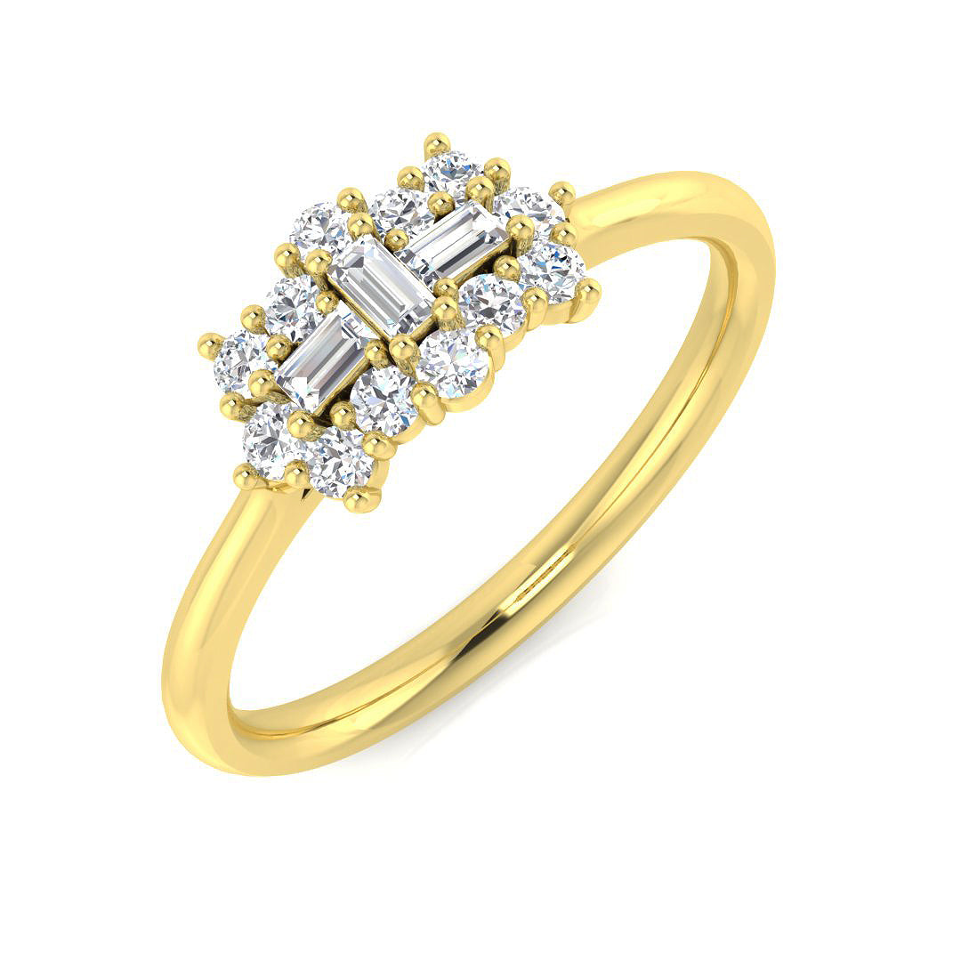 Baguette & Brilliant Diamond Ring 0.28ct–1.51ct – SR206 – 18k Yellow Gold