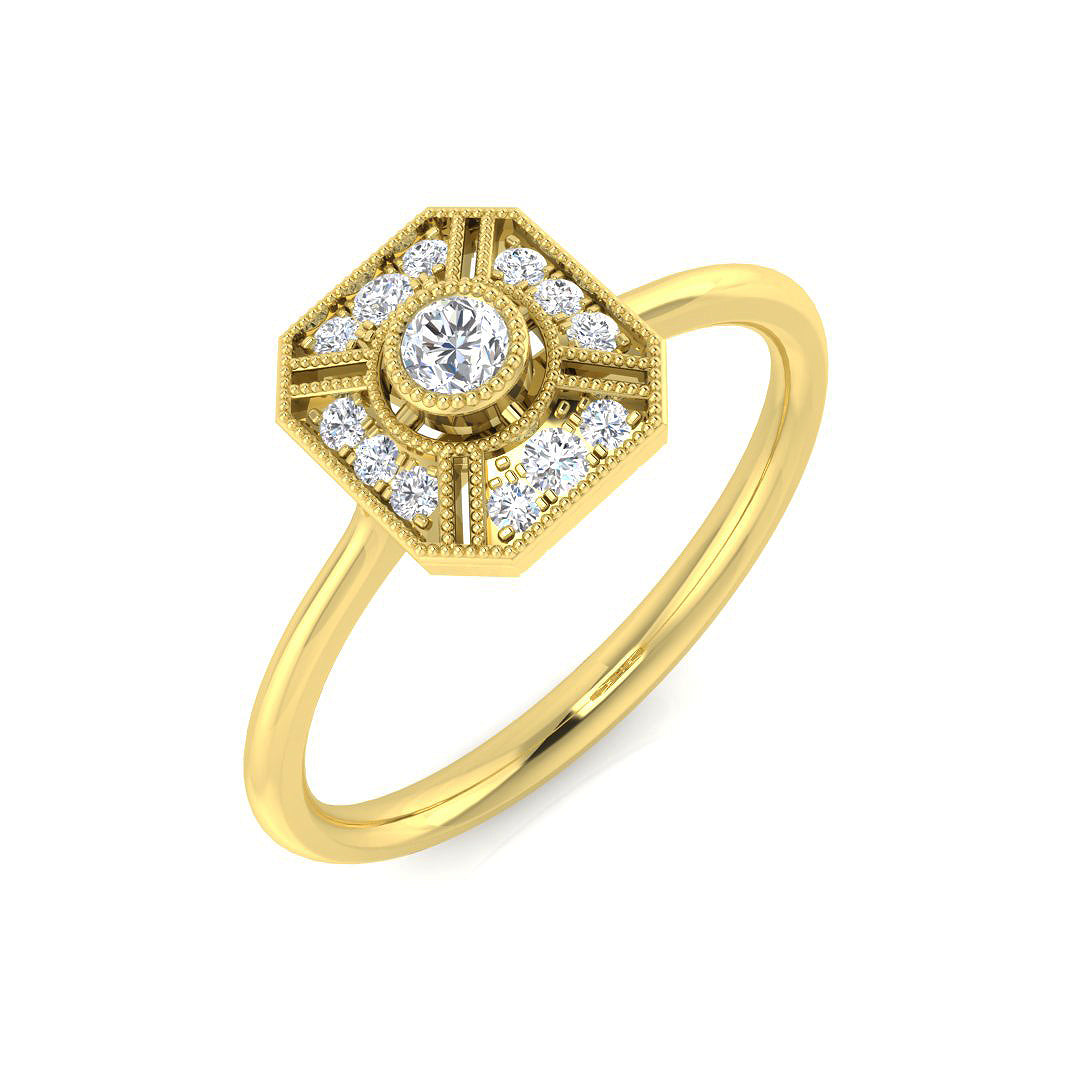 Vintage Diamond Ring 0.17ct – SL8428 – 18k Yellow Gold