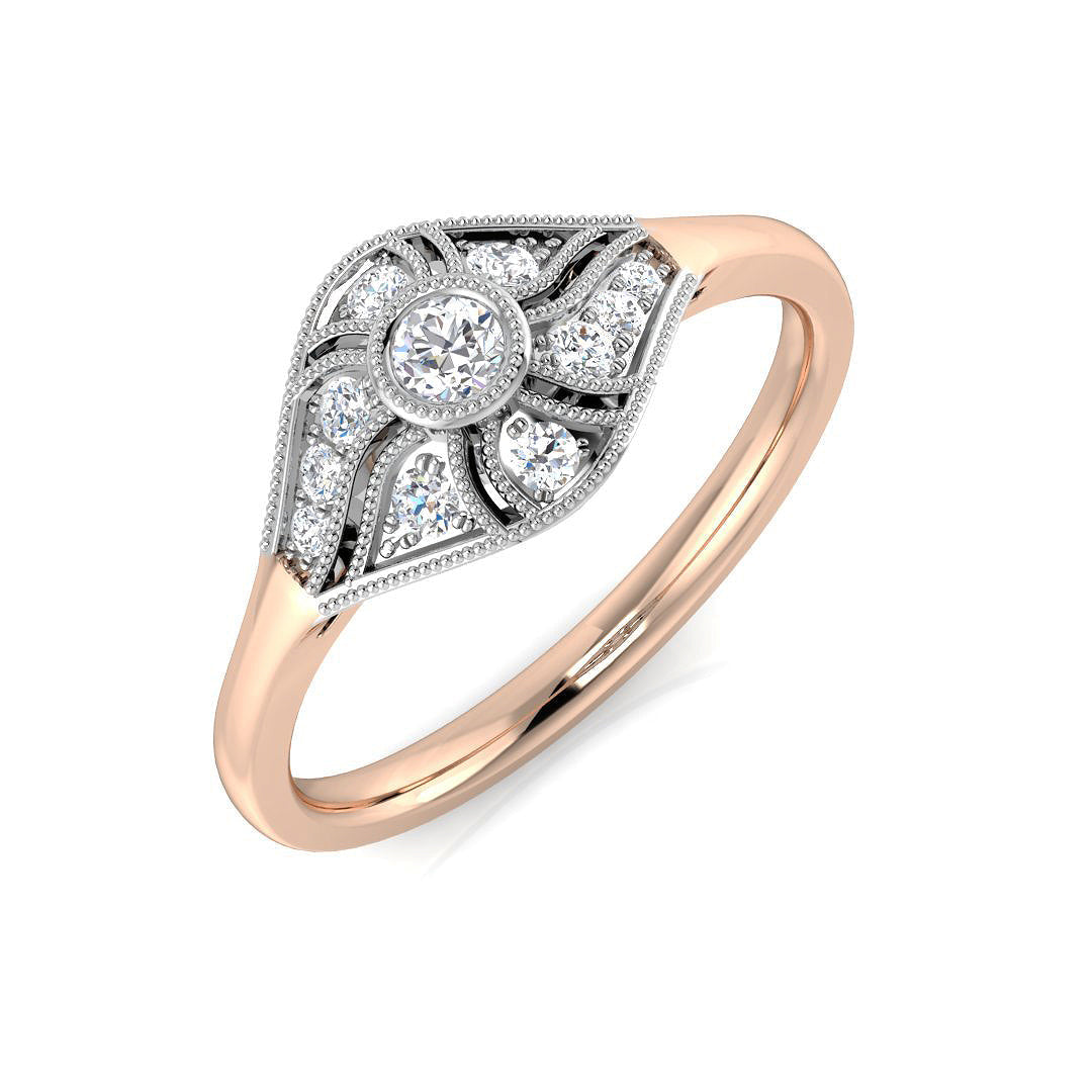 Vintage Diamond Ring 0.16ct–0.38ct – SL8346 – 18k Rose Gold