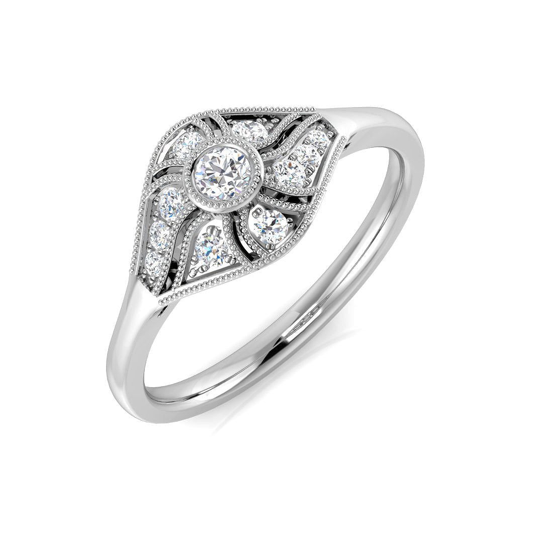 Vintage Diamond Ring 0.16ct–0.38ct – SL8346 – 18k White Gold