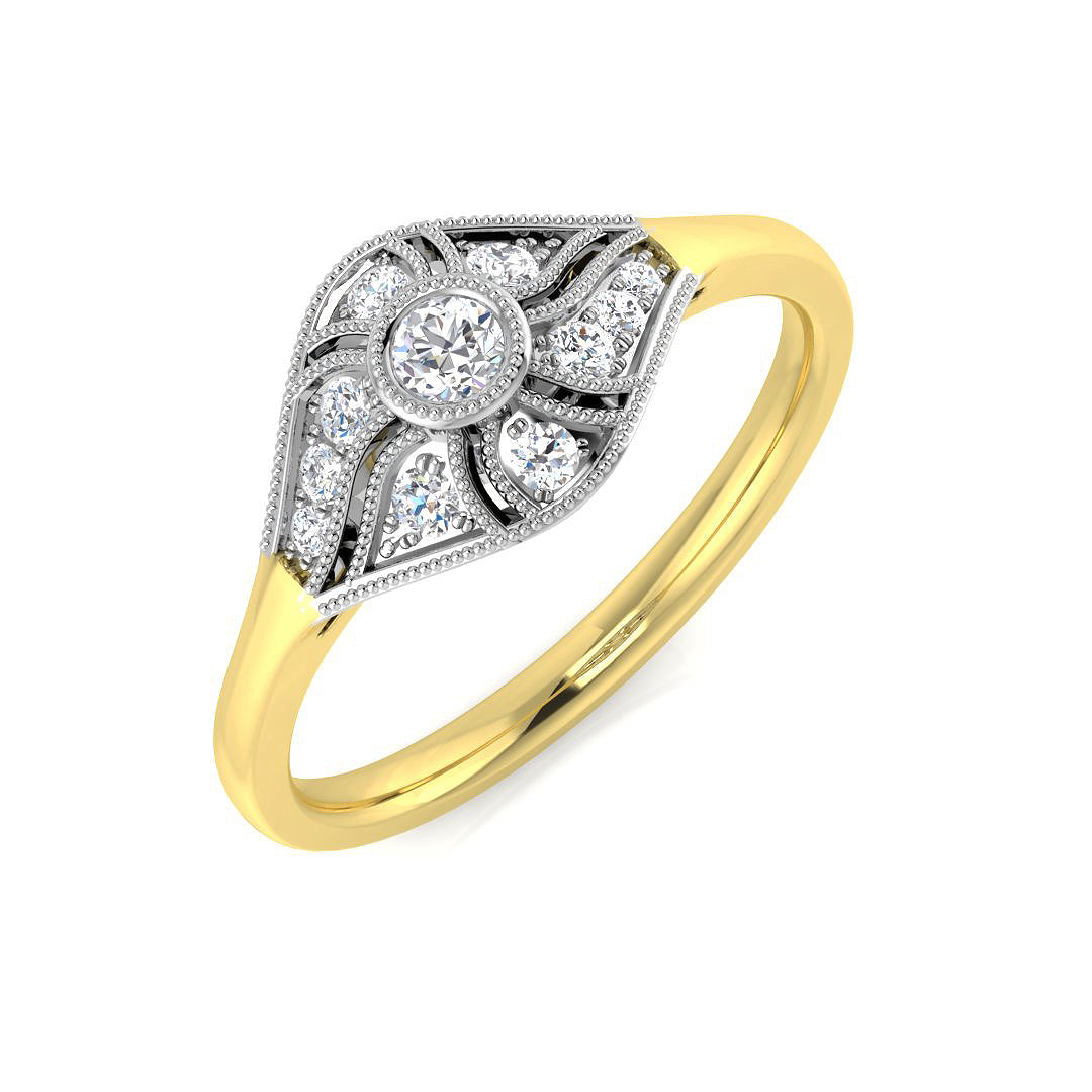 Vintage Diamond Ring 0.16ct–0.38ct – SL8346 – 18k Yellow Gold