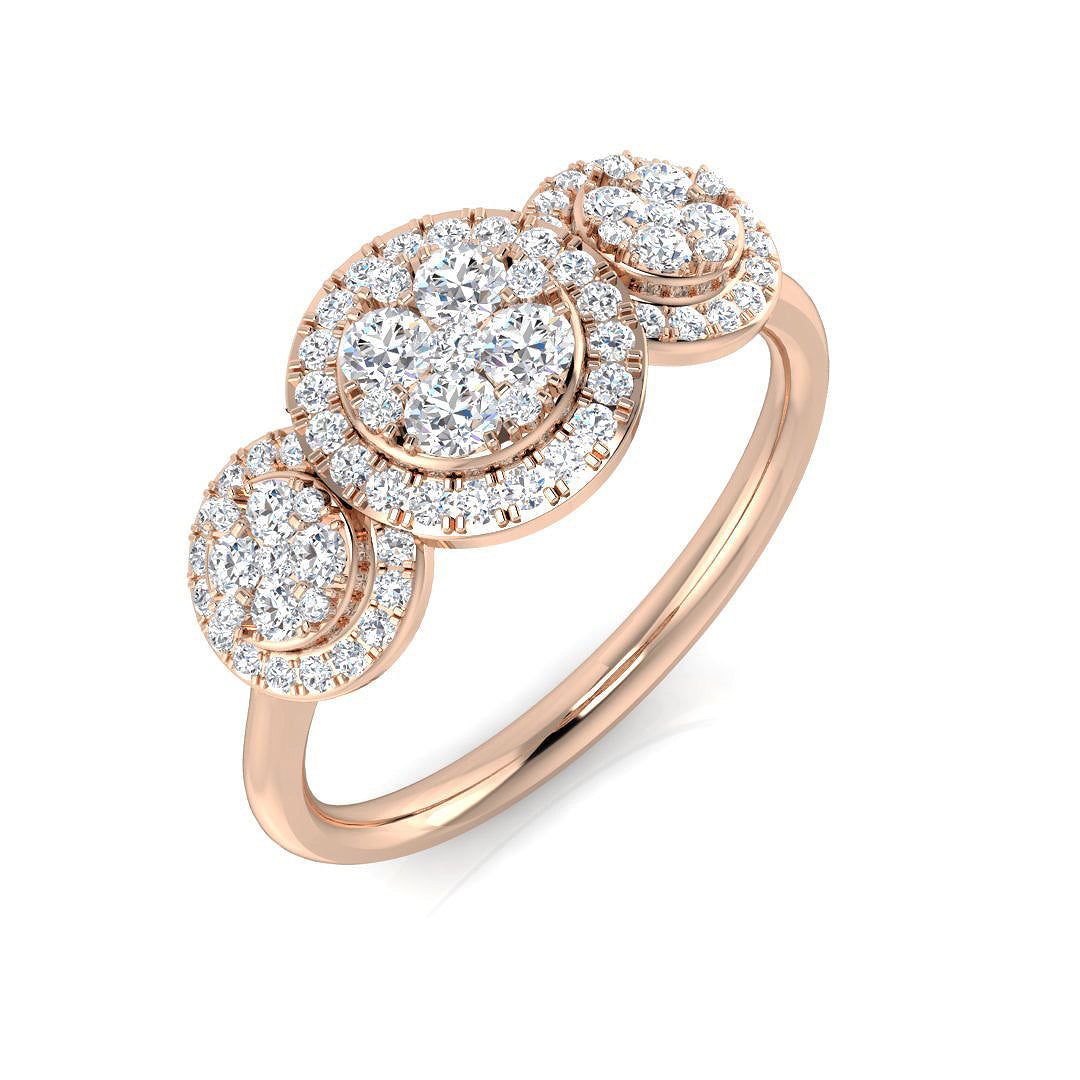 Three Stone Diamond Ring 0.47ct–0.99ct – SL8431 – 18k Rose Gold