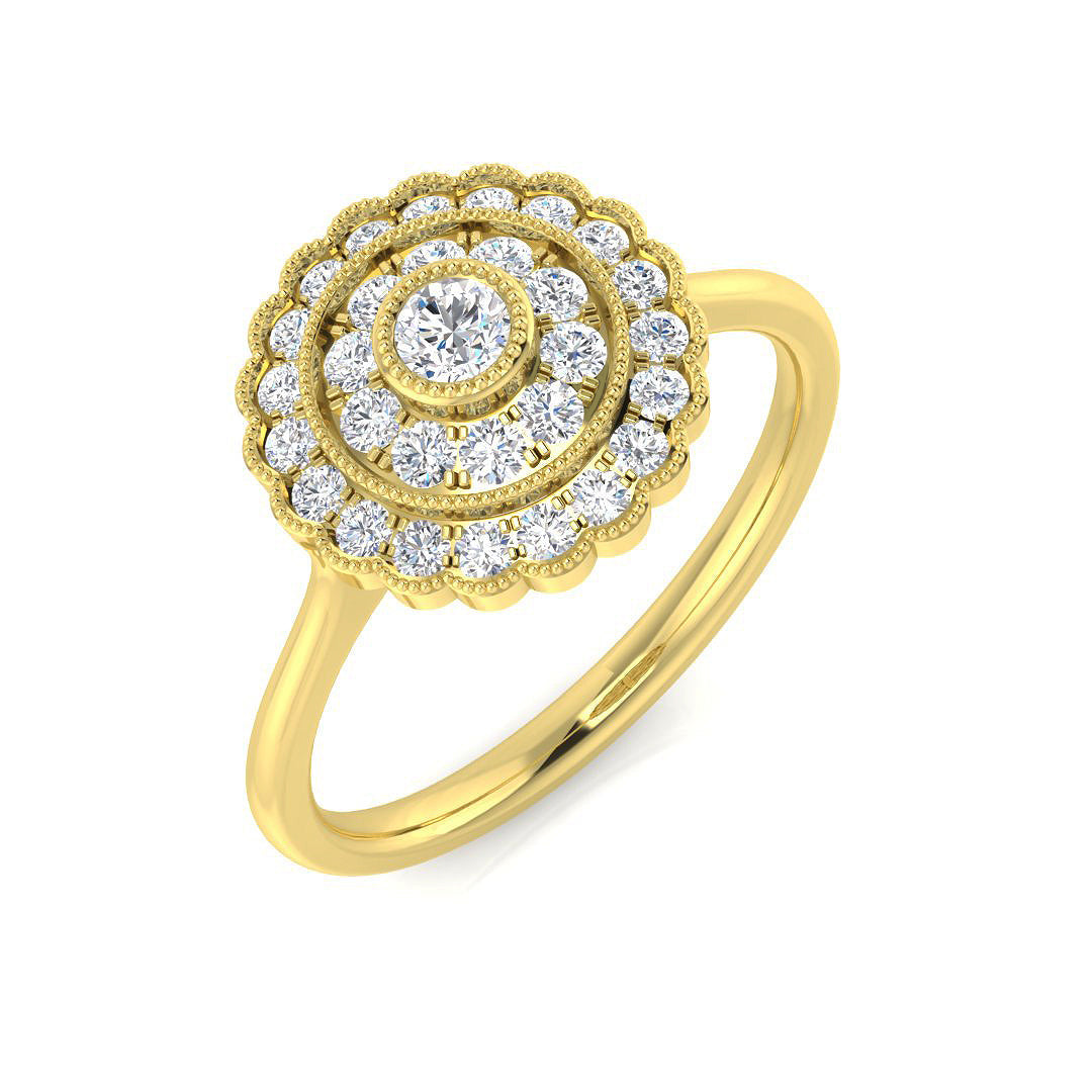 Cluster Diamond Ring 0.33ct – SL8437 – 18k Yellow Gold
