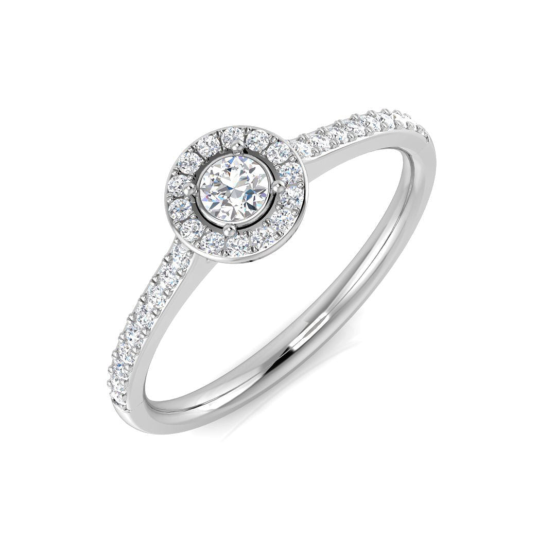 Halo Diamond Ring 0.19ct – SL8447 – 18k White Gold
