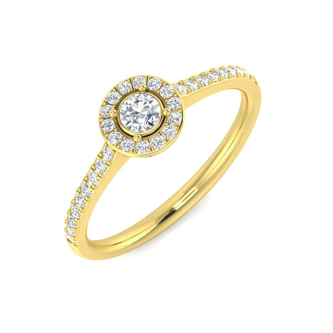 Halo Diamond Ring 0.19ct – SL8447 – 18k Yellow Gold